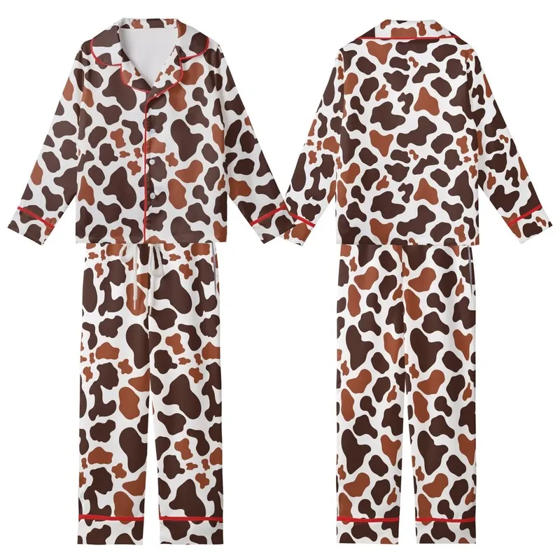 Vizsla & Large Dog Fleece Pajamas: Handmade Organic Chocolate Cow Print Sleepwear Kid Satin Pajamas Set - oreuD6H3mv