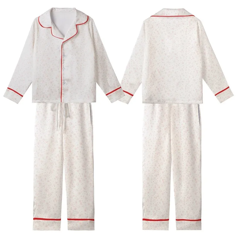 Women's Whimsical Pink-Coral Floral Cotton Muslin Pyjama Set with Pockets Kid Satin Pajamas Set - Zm1bERvx1X