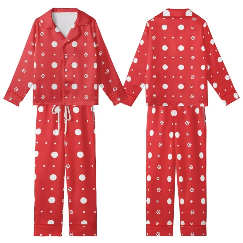 Great Dane XLarge Dog Pajama Pattern: Red Polka Dot Paw Print Digital Download with Zipper - A4/Letter/Poster Print Kid Satin Pajamas Set - xBXEC6raj2