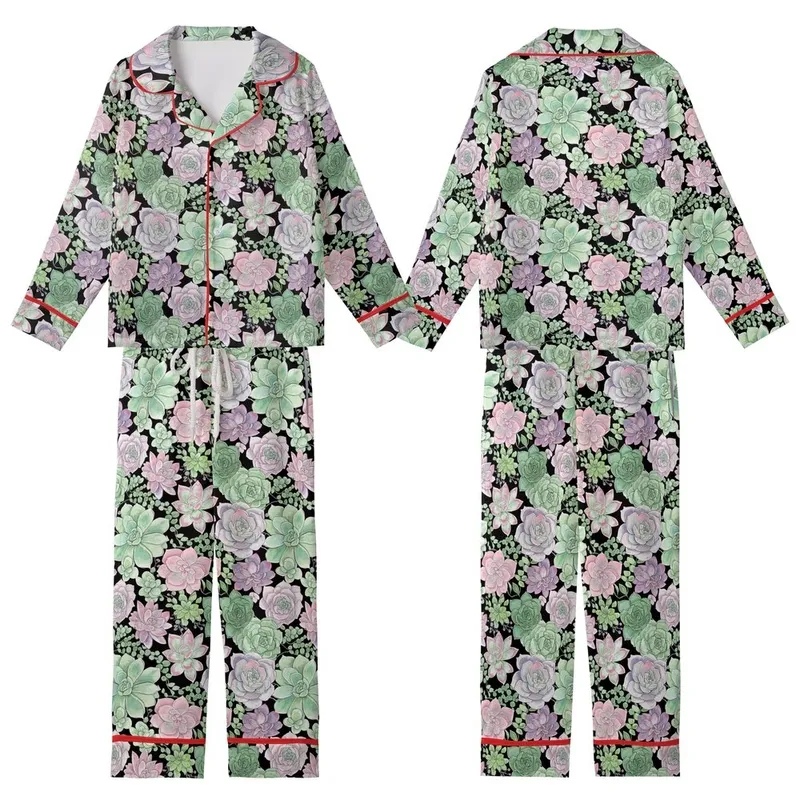 Succulent Lover's Pajamas: Muted Mint, Teal & Blush Botanical Watercolor Sleep Set Kid Satin Pajamas Set - yFUVOEw0QX