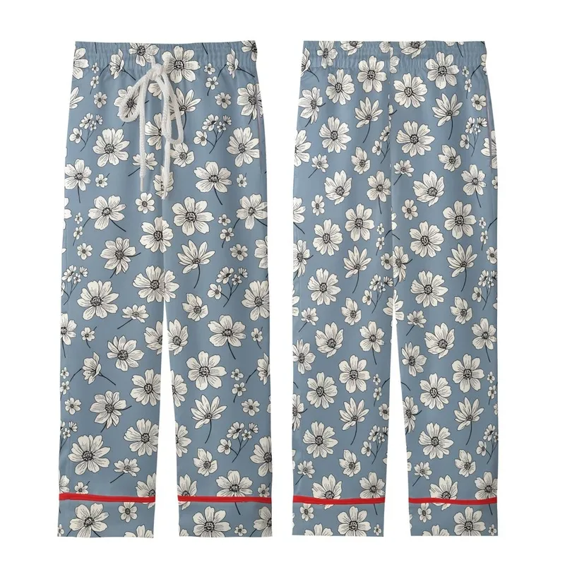 Nature-Inspired Delicate White Floral Pattern on Muted Blue-Grey ...