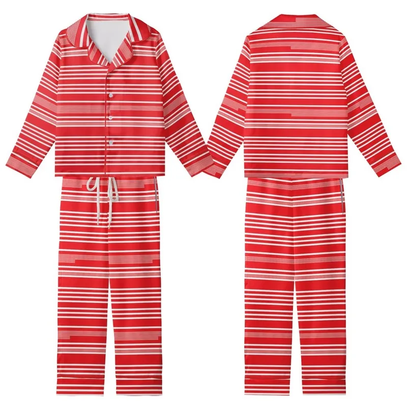 Dynamic Style: Vibrant Red & White Multi-Width Horizontal Stripes - Fashion Piece Kid Satin Pajamas Set - UJ1UXvxrHJ