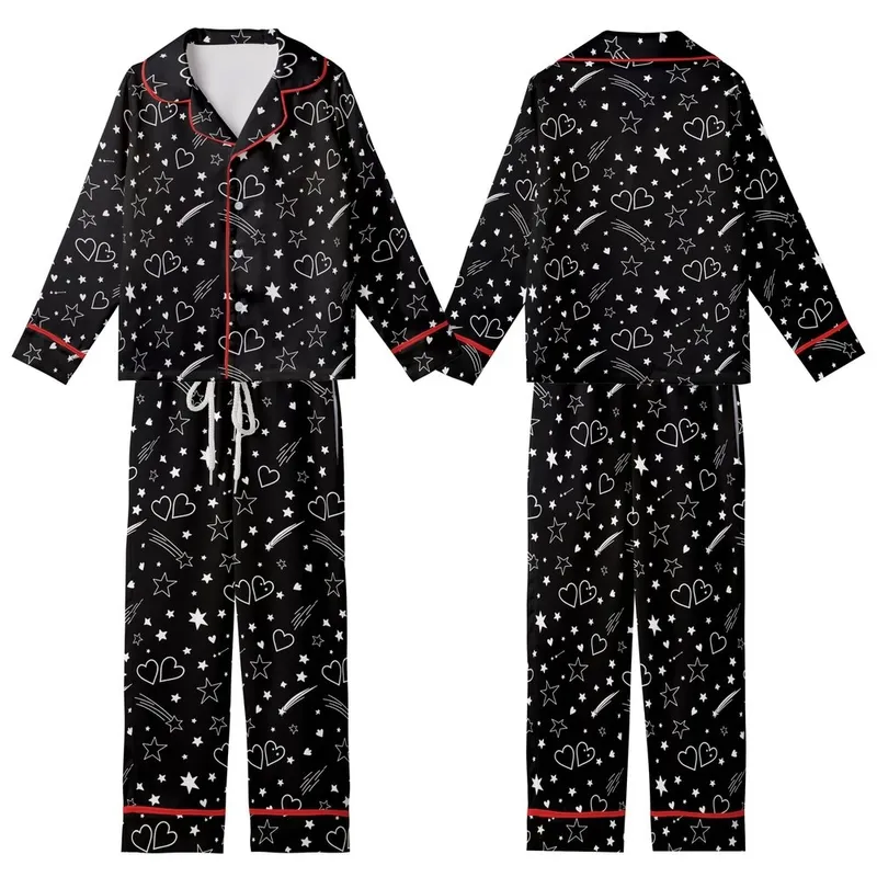 Whimsical Dreamer's Celestial Stars, Shooting Stars, Hearts & Geometric Kid Satin Pajamas Set - 9mviwP8MAZ