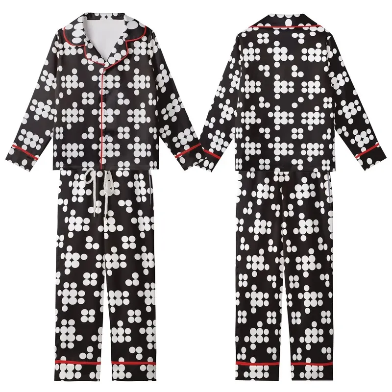 Modern Minimalist's Crisp White Layered Geometric Circle Style Piece Kid Satin Pajamas Set - 1