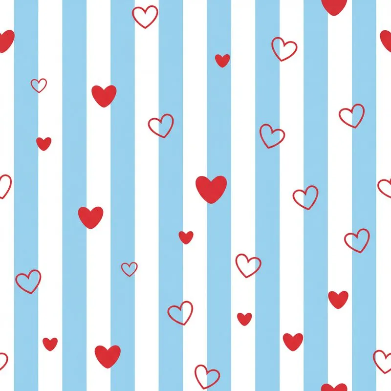 Dreamy Sky Light Blue White Striped Red Heart Motifs Design Satin Pajamas Set - 1