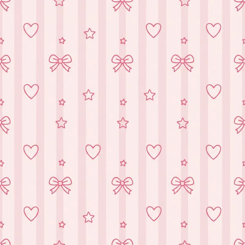 Sweetheart's Whimsy Pale Pink Bows: Tiny Hearts & Stars Outline Vertical Stripe Comfort Piece Satin Pajamas Set - 1