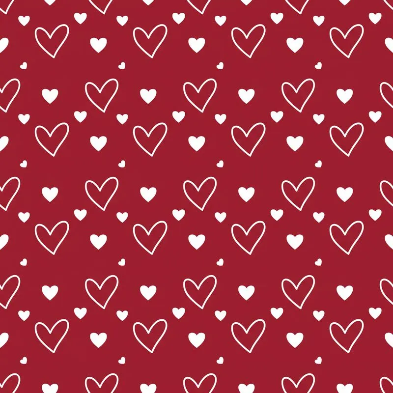 Romantic Elegance: Crimson Red White Scattered Abstract Heart Wearable Design Satin Pajamas Set - 1