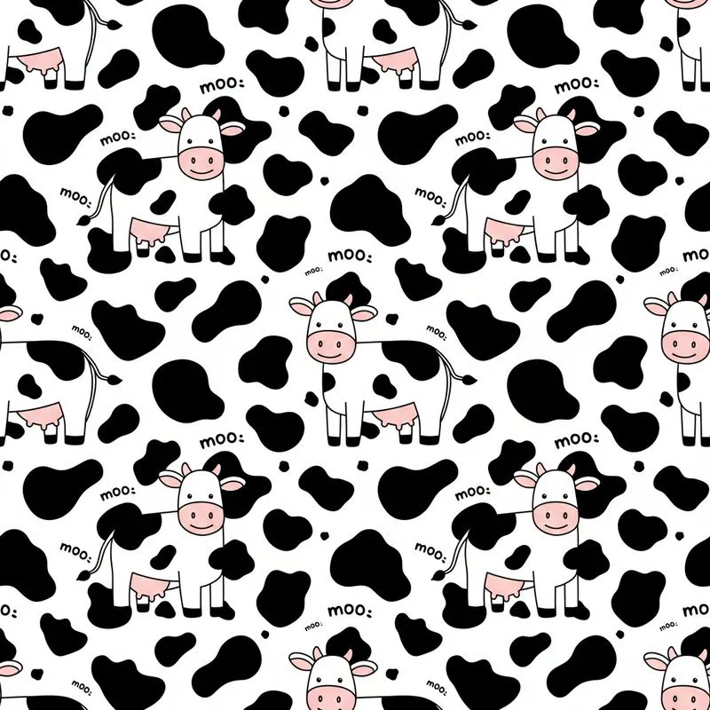 Cow Motif: Stylized Cartoon Cows, Black Spots, Pink Noses, White Background Moo Print Satin Pajamas Set - 1