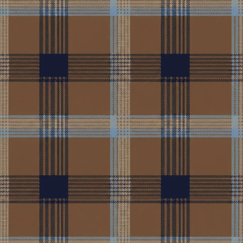 Glen Plaid Interwoven Grid Checks Houndstooth Brown Tan Navy Blue Dusty Blue Satin Pajamas Set - 1