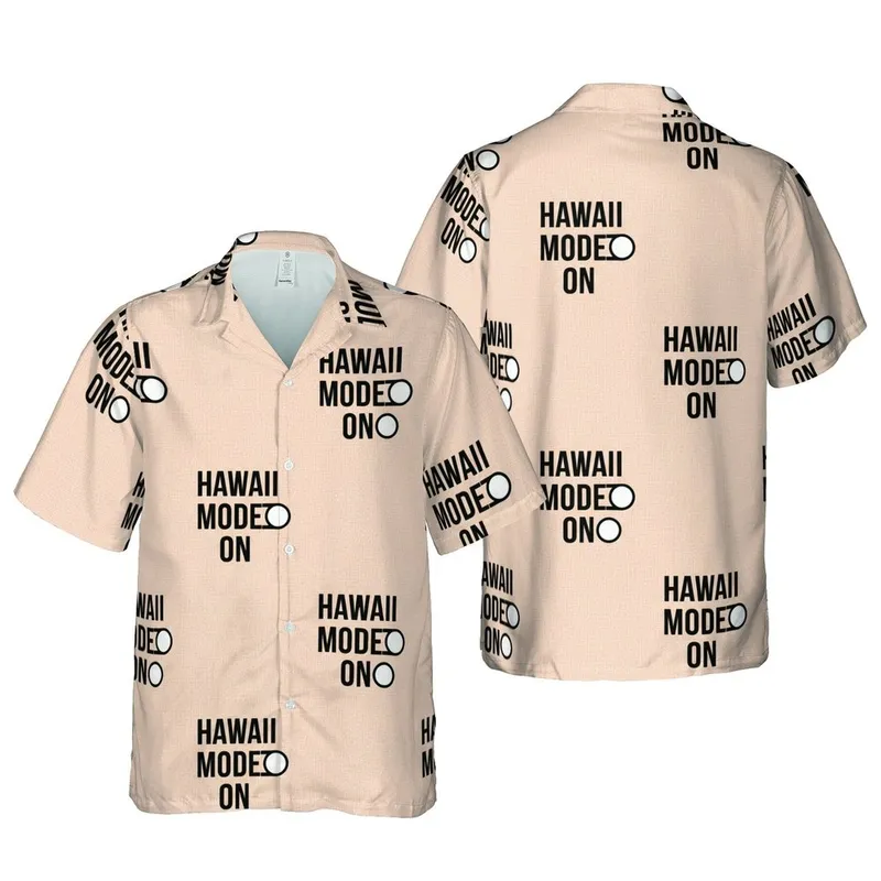 HAWAII MODE ON Toggle Switch Seamless Hawaiian Pattern Light Peach Black White Short-sleeve Hawaiian Shirt - 1