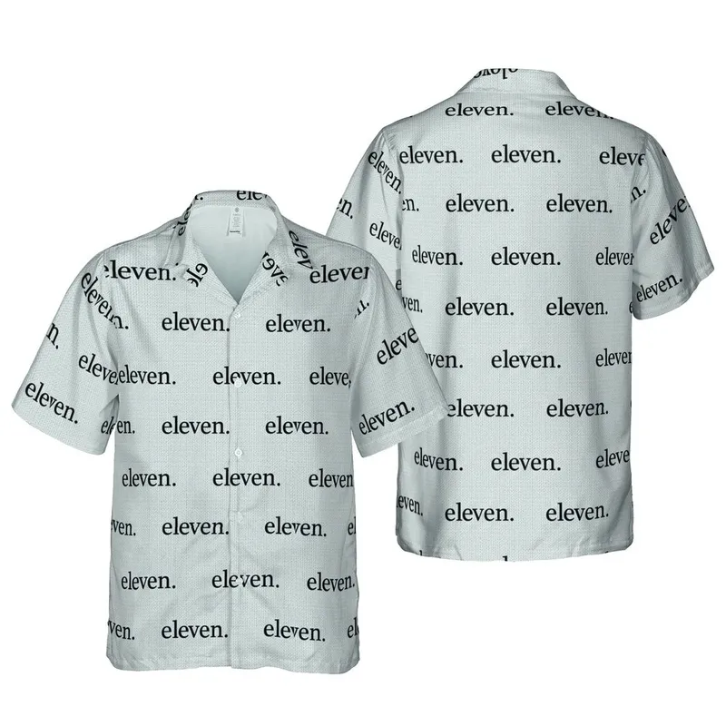 Eleven Eleven Phrase Seamless Pattern Black Heather Grey Knit Textile Print Short-sleeve Hawaiian Shirt - 1