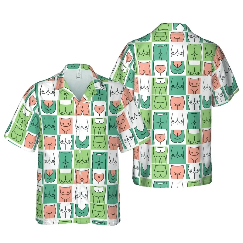 High Contrast Edge-to-Edge Hawaiian Body Contour Mosaic Textile Pattern Short-sleeve Hawaiian Shirt - 1