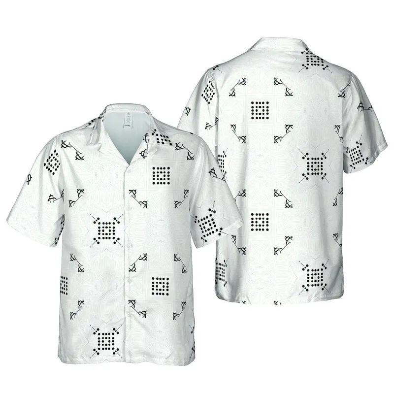 Geometric Black X Motifs & Dot Clusters: Interlocking Off-White Pattern Design Short-sleeve Hawaiian Shirt - 1