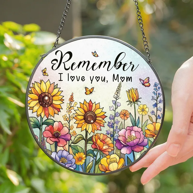 Personalized Stained Glass Flower Suncatcher Window Hanging Mother's Day Gift Stained Glass Suncatcher - uCK0O9iVdB