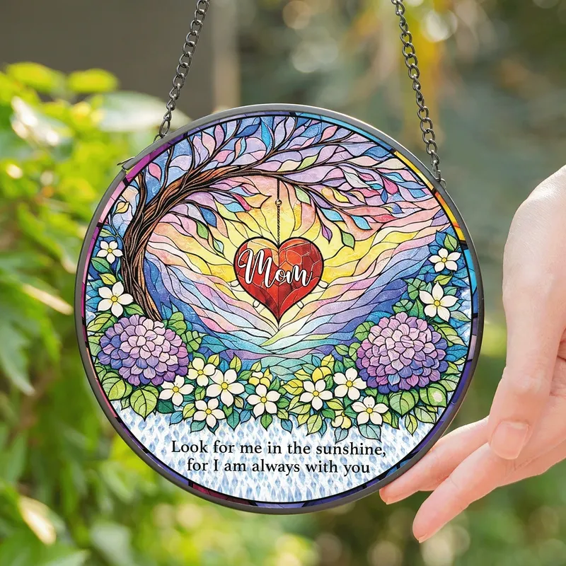 Personalized Memorial Tree Quote Stained Glass Suncatcher Mother's Day Gift - 1