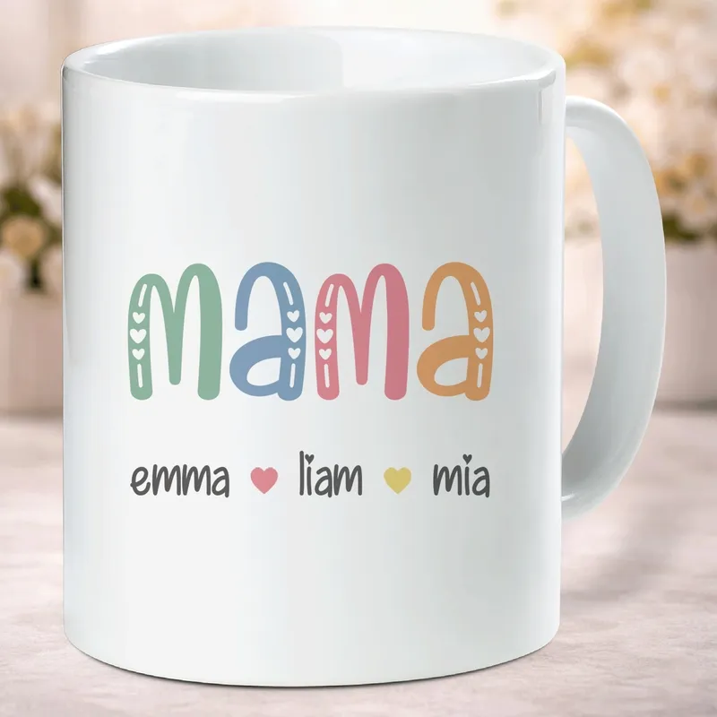Personalized Custom Mama Mug With Kids Names Mother's Day Gift - 1