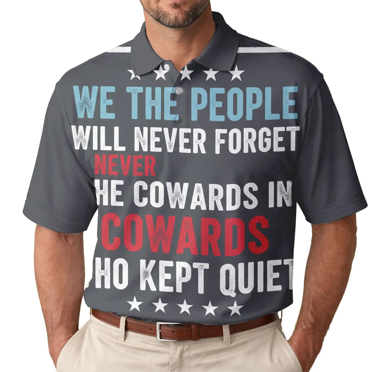 America 250th Patriotic We The People Never Forget, Polo-Inspired Design Men's Polo Shirt (Lightweight) - 1