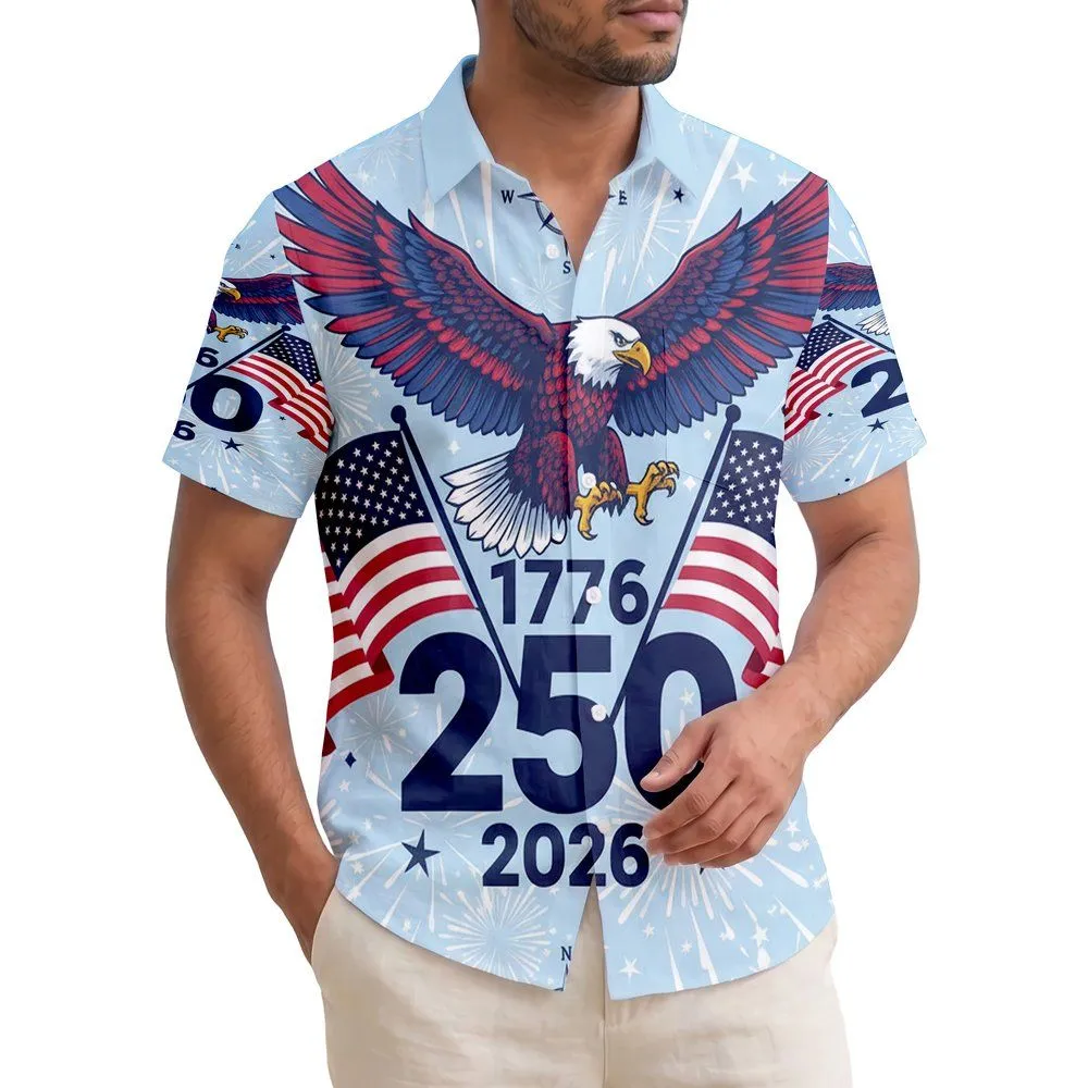American 250th Anniversary Patriotic Eagle Flag - 1776-2026 Commemorative Art Short-sleeve Hawaiian Shirt - 1