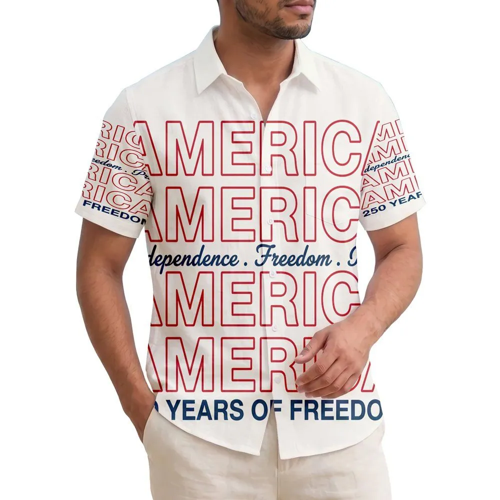 America's 250th Anniversary USA 1776 Patriotic Independence Freedom Pride Design Short-sleeve Hawaiian Shirt - 1