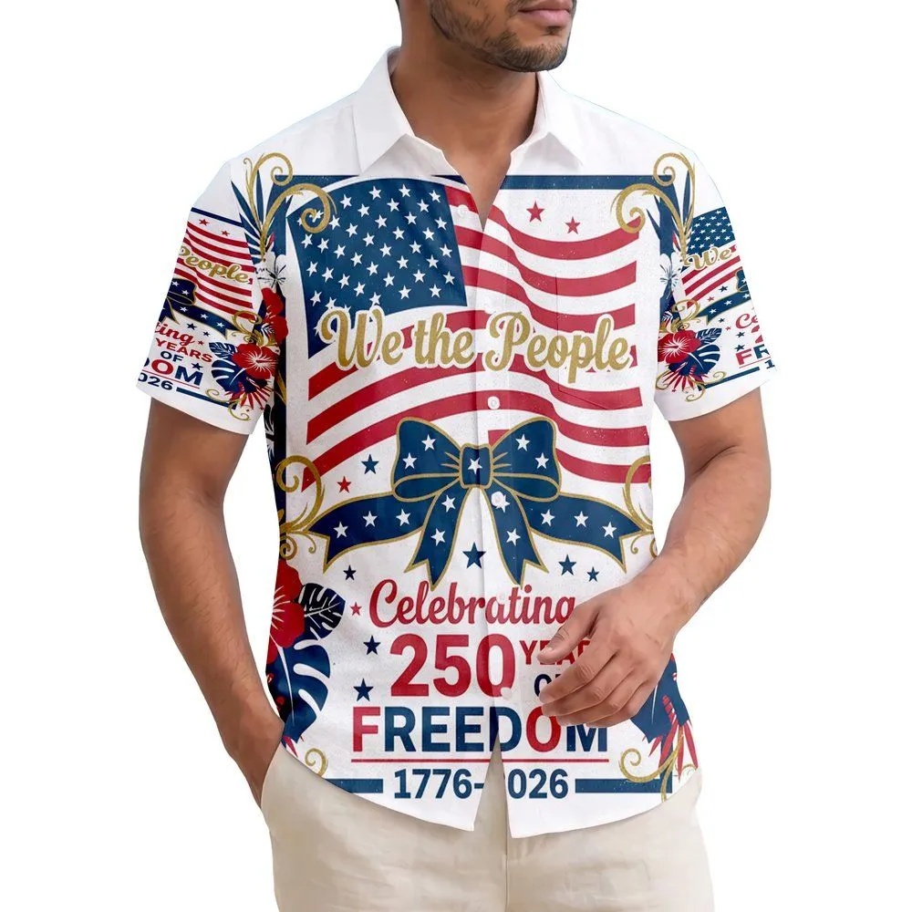 America's 250th Anniversary We The People Flag Patriotic Tropical 1776 Freedom Short-sleeve Hawaiian Shirt - 1