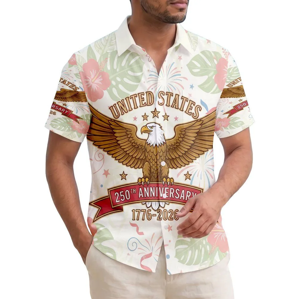 Bald Eagle American Flag 1776-2026 - USA 250th Anniversary Independence Day Gift for Dad Hawaiian Shirt - 1