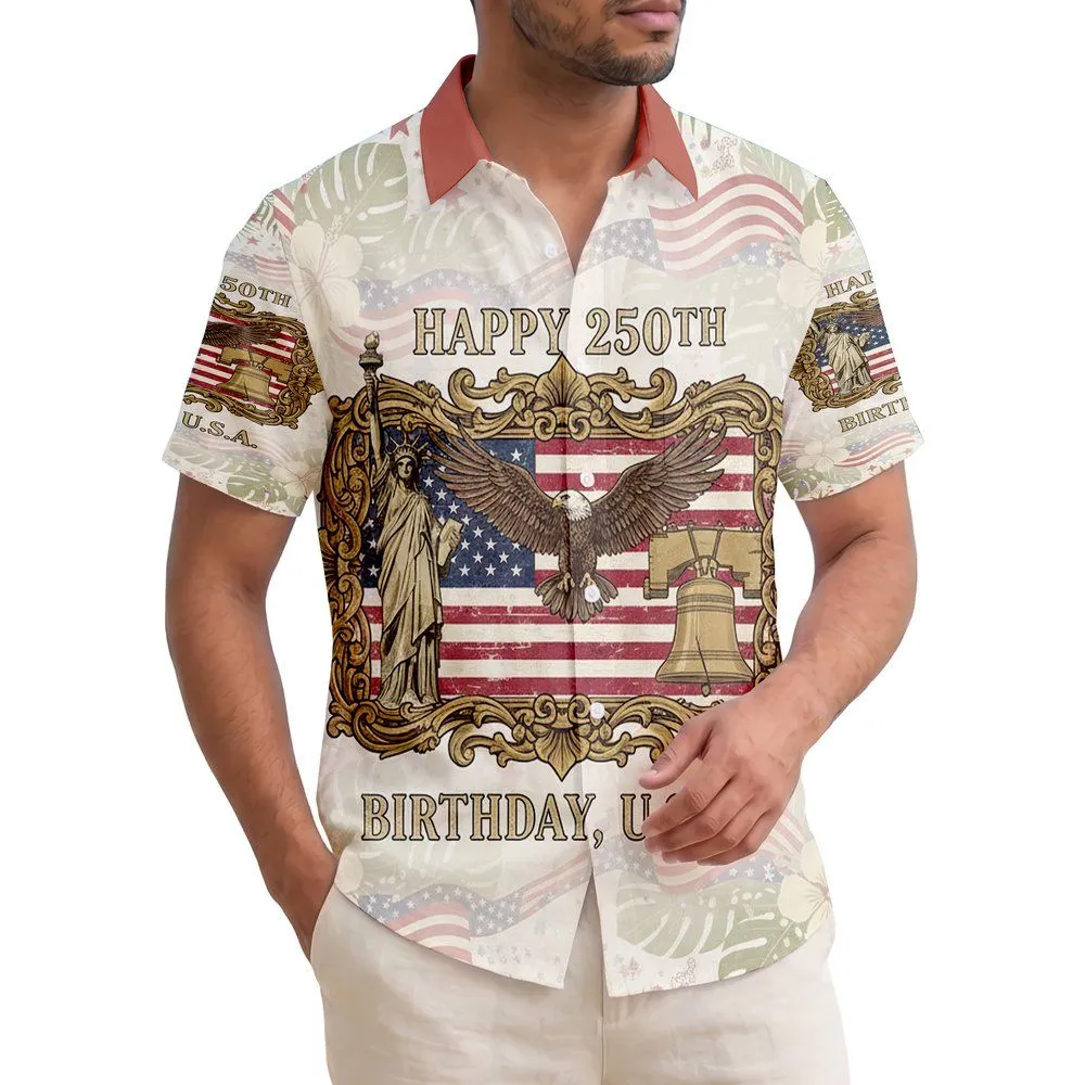 Statue of Liberty Bald Eagle Liberty Bell Flag 1776-2026 - USA 250th Anniversary Hawaiian Shirt - 1