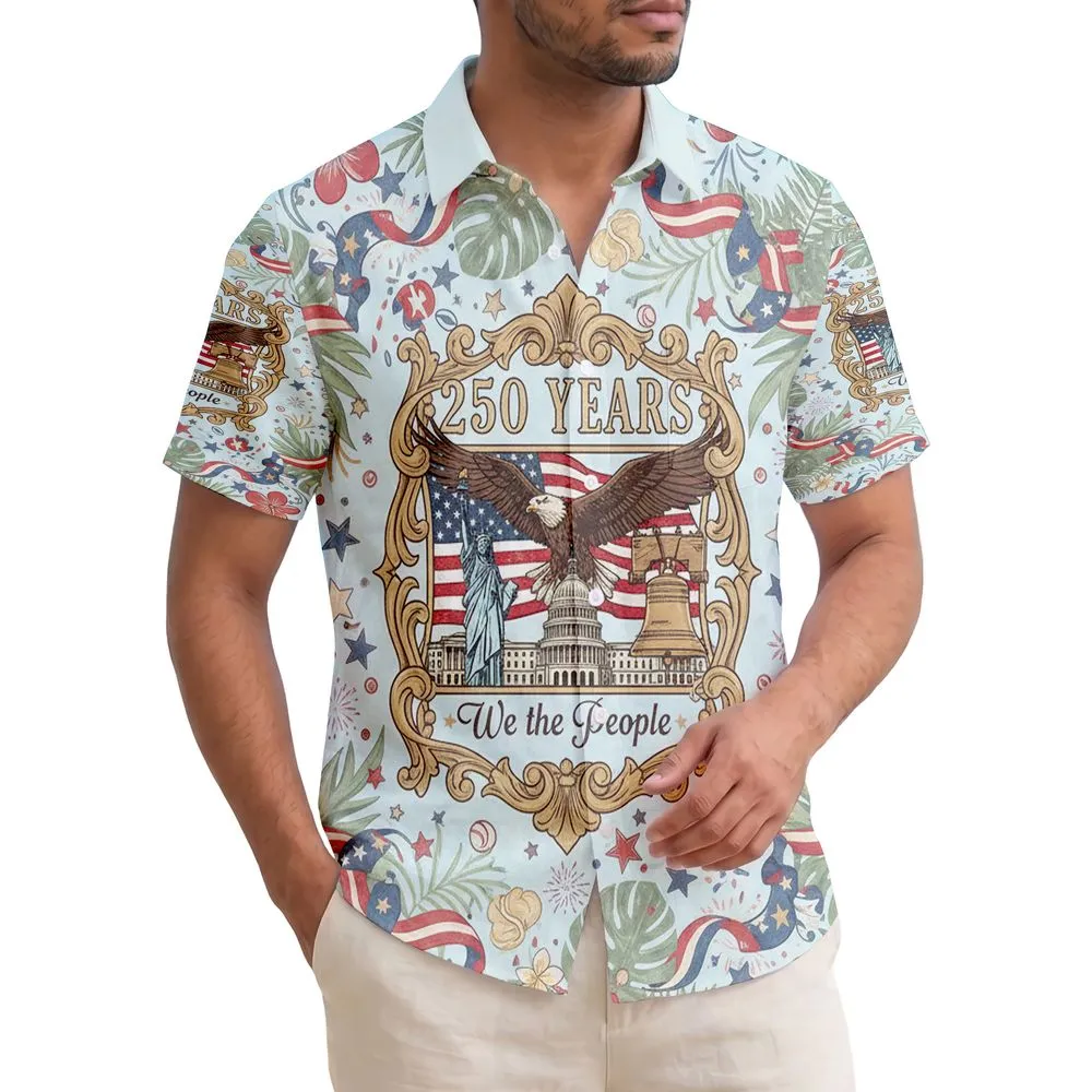 Bald Eagle American Flag Liberty Bell 1776-2026 - USA 250th Anniversary Hawaiian Shirt - 1