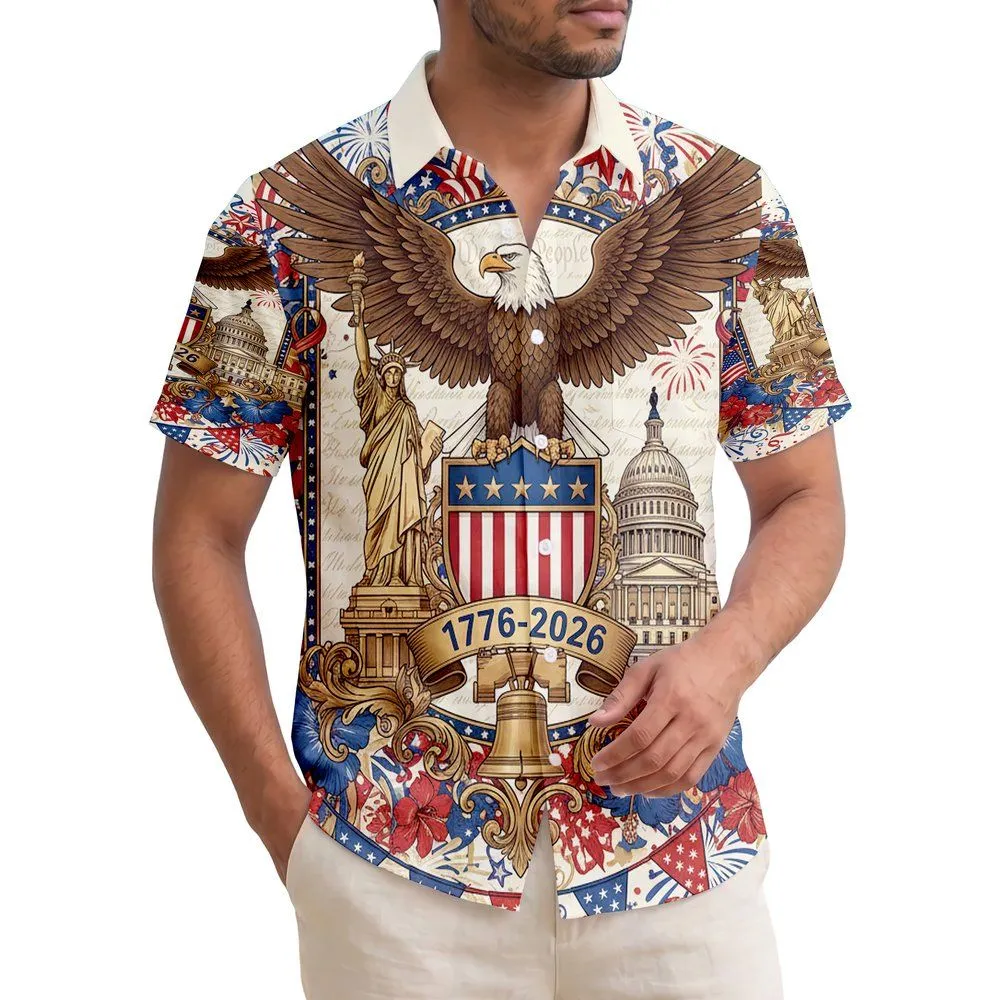 Bald Eagle American Flag 1776-2026 - USA 250th Anniversary Independence Day Hawaiian Shirt - 1