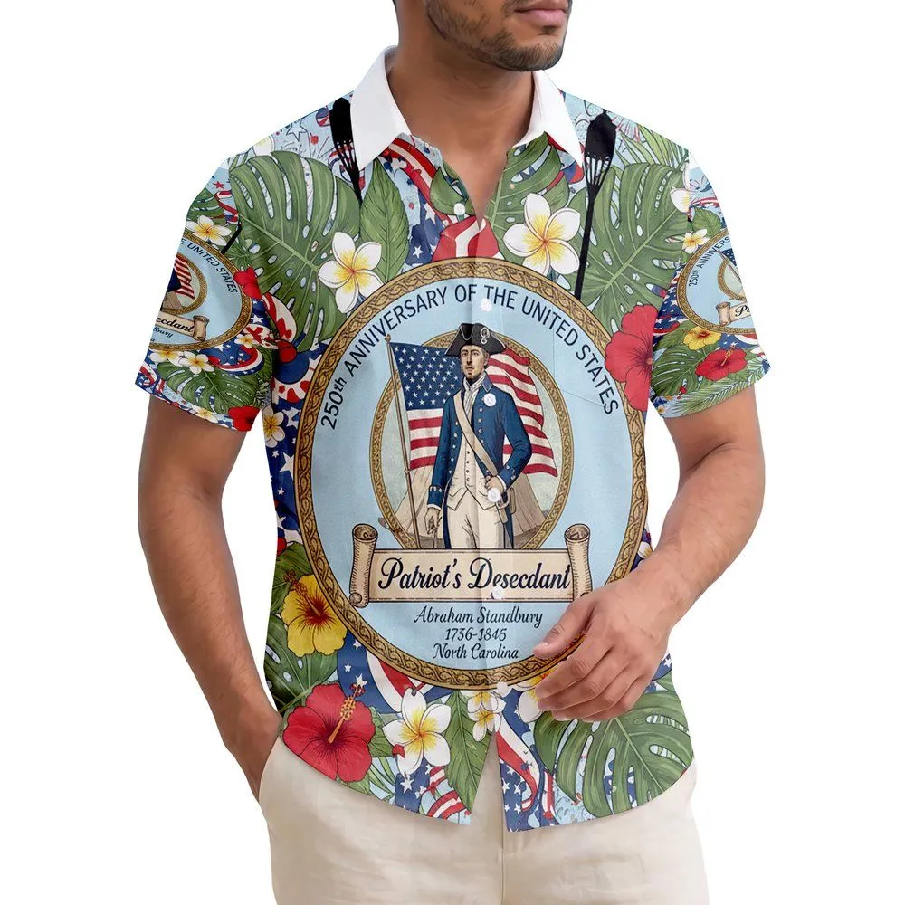 Revolutionary War Soldier Colonial Flag - USA 250th Anniversary Independence Day for Veterans Hawaiian Shirt - 1