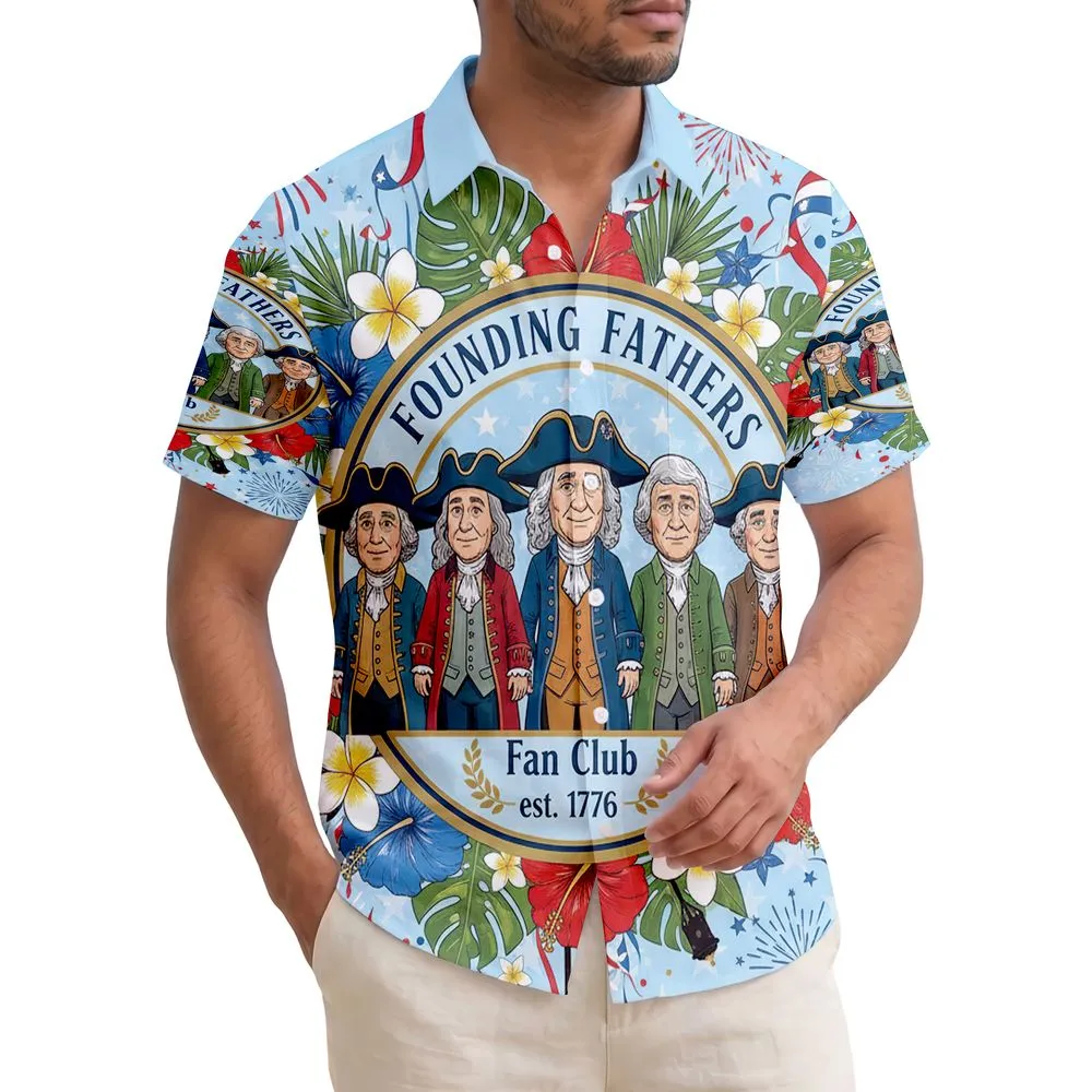 Founding Fathers 1776 Tropical Patriotic - USA 250th Anniversary Independence Day Hawaiian Shirt - 1