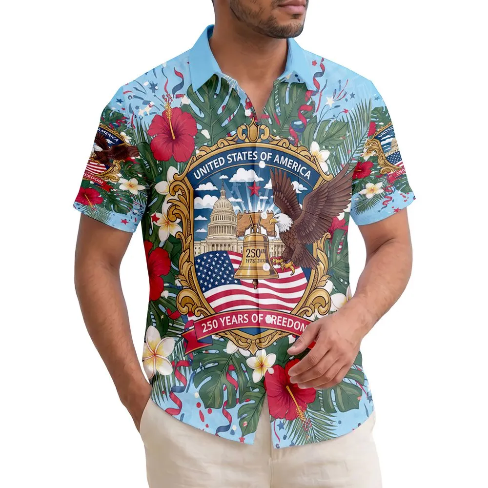 Liberty Bell Eagle American Flag 1776-2026 - USA 250th Anniversary Independence Day Hawaiian Shirt - 1