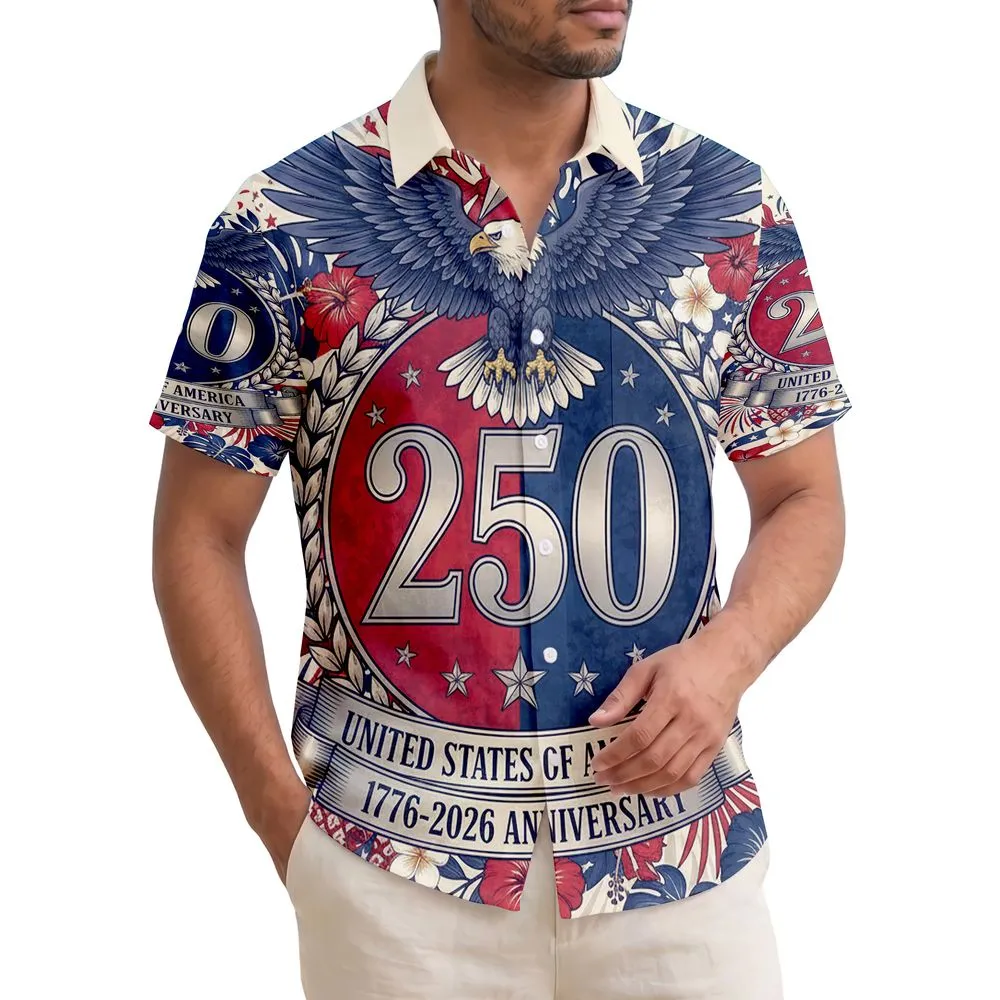 Bald Eagle 250 Emblem 1776-2026 - USA 250th Anniversary Independence Day Gift Hawaiian Shirt - 1