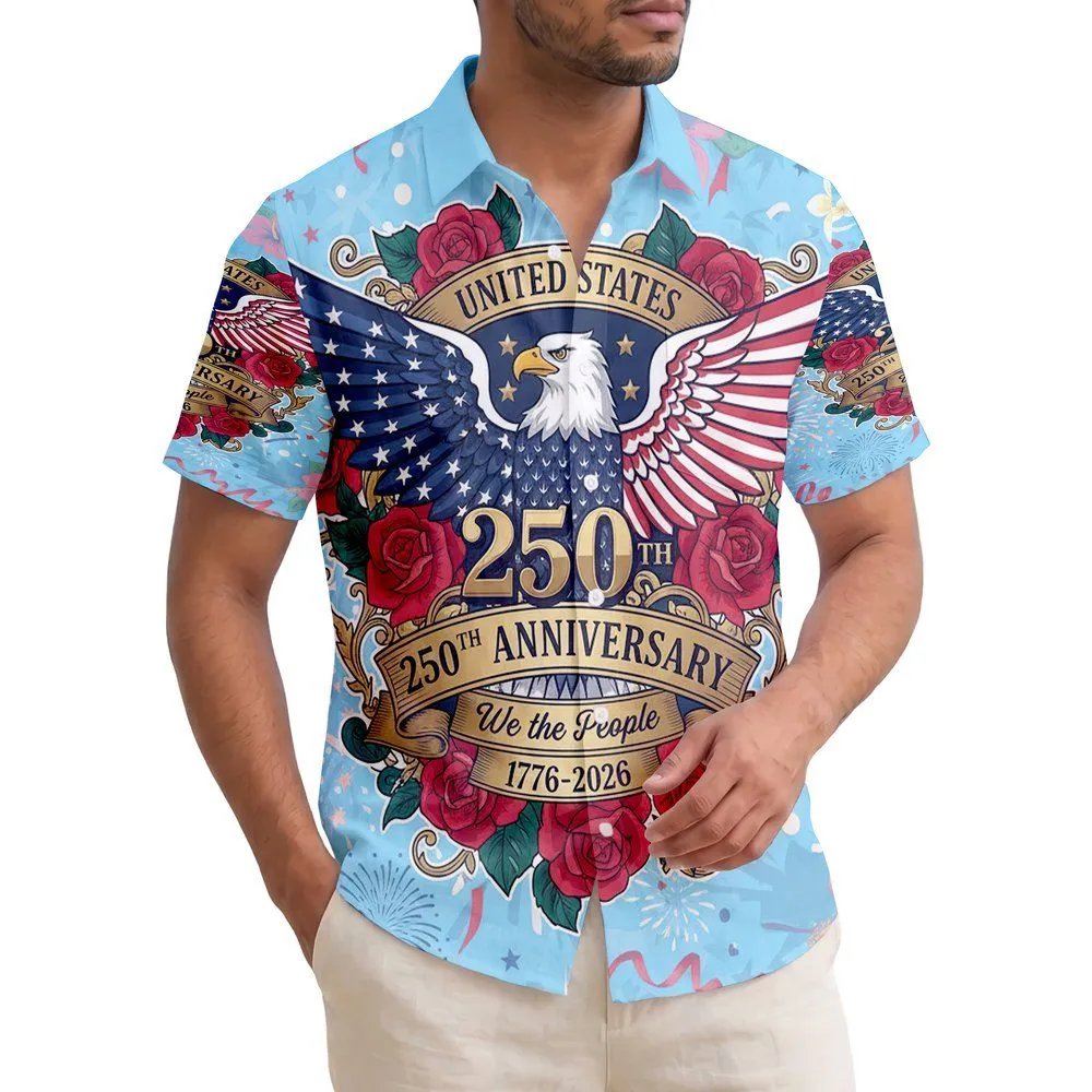 Bald Eagle American Flag 1776-2026 - USA 250th Anniversary Independence Day Gift for Dad Hawaiian Shirt - 1