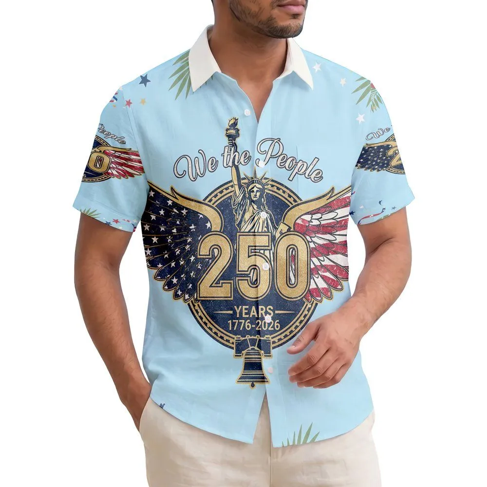 Statue of Liberty 250 Emblem 1776-2026 - USA 250th Anniversary Patriotic Gift for Dad Hawaiian Shirt - 1