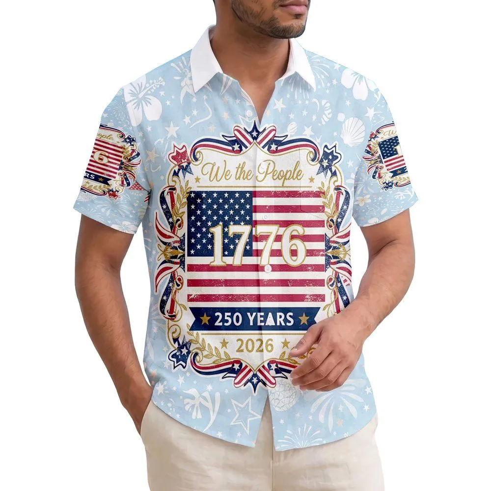 We The People Distressed American Flag 1776-2026 - USA 250th Anniversary Independence Day Hawaiian Shirt - 1
