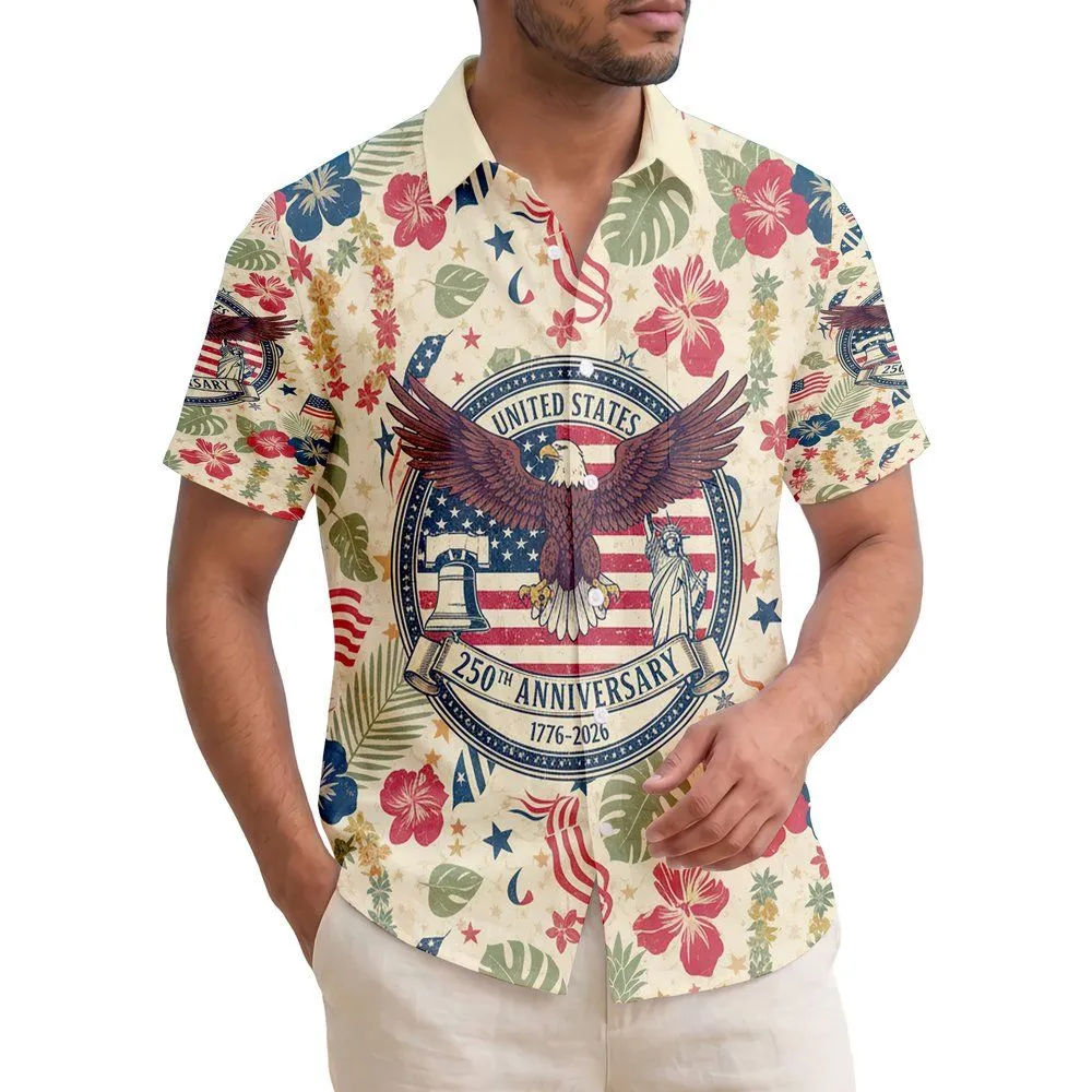 Bald Eagle American Flag 1776-2026 - USA 250th Anniversary Independence Day Gift Hawaiian Shirt - 1