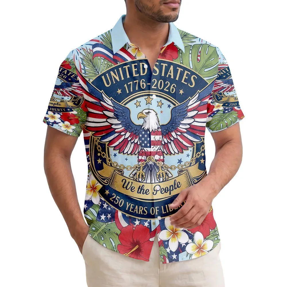 Bald Eagle American Flag 1776-2026 - USA 250th Anniversary Independence Day Gift Hawaiian Shirt - 1