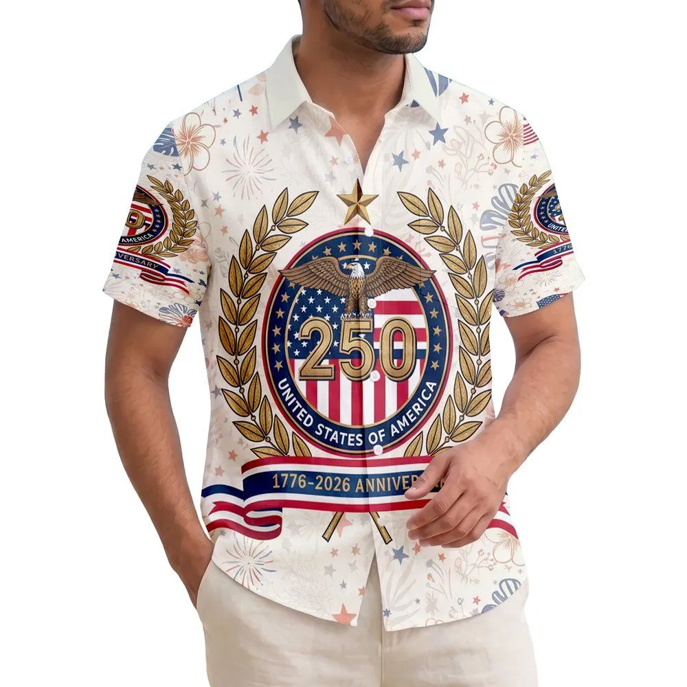 Bald Eagle American Flag 1776-2026 - USA 250th Anniversary Independence Day Patriot Hawaiian Shirt - 1