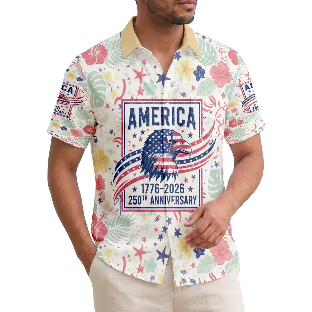 Bald Eagle American Flag 1776-2026 - USA 250th Anniversary Patriotic Gift for Dad Hawaiian Shirt - 1