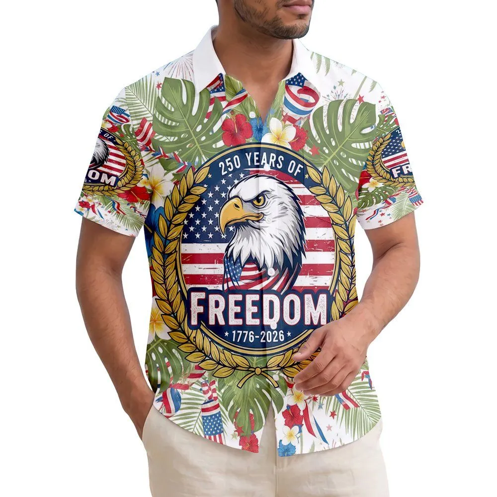 Bald Eagle American Flag 1776-2026 - USA 250 Years of Freedom Independence Day Gift for Dad Hawaiian Shirt - 1