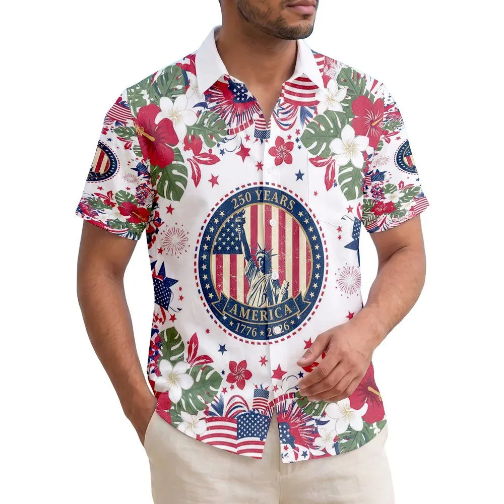 Statue of Liberty American Flag 1776-2026 - USA 250th Anniversary Patriotic Gift for Dad Hawaiian Shirt - 1