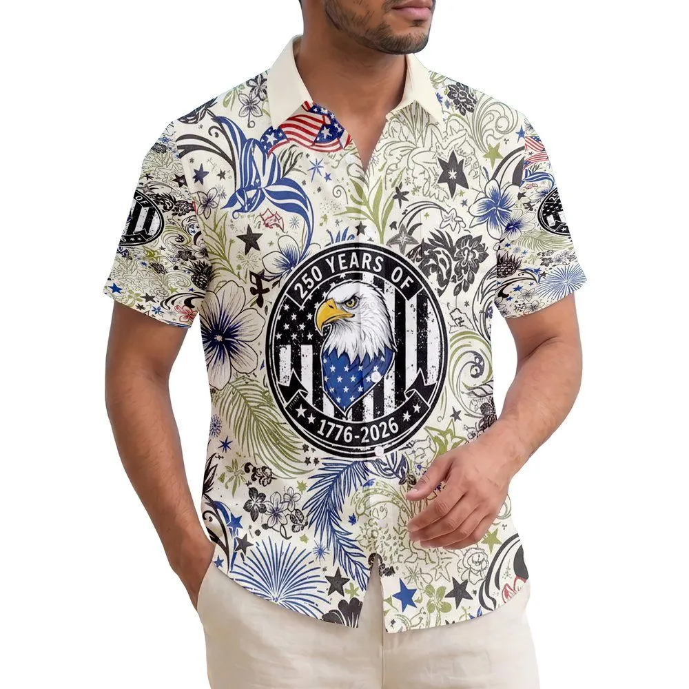 Bald Eagle American Flag 1776-2026 - USA 250 Years of Freedom Independence Day Hawaiian Shirt - 1