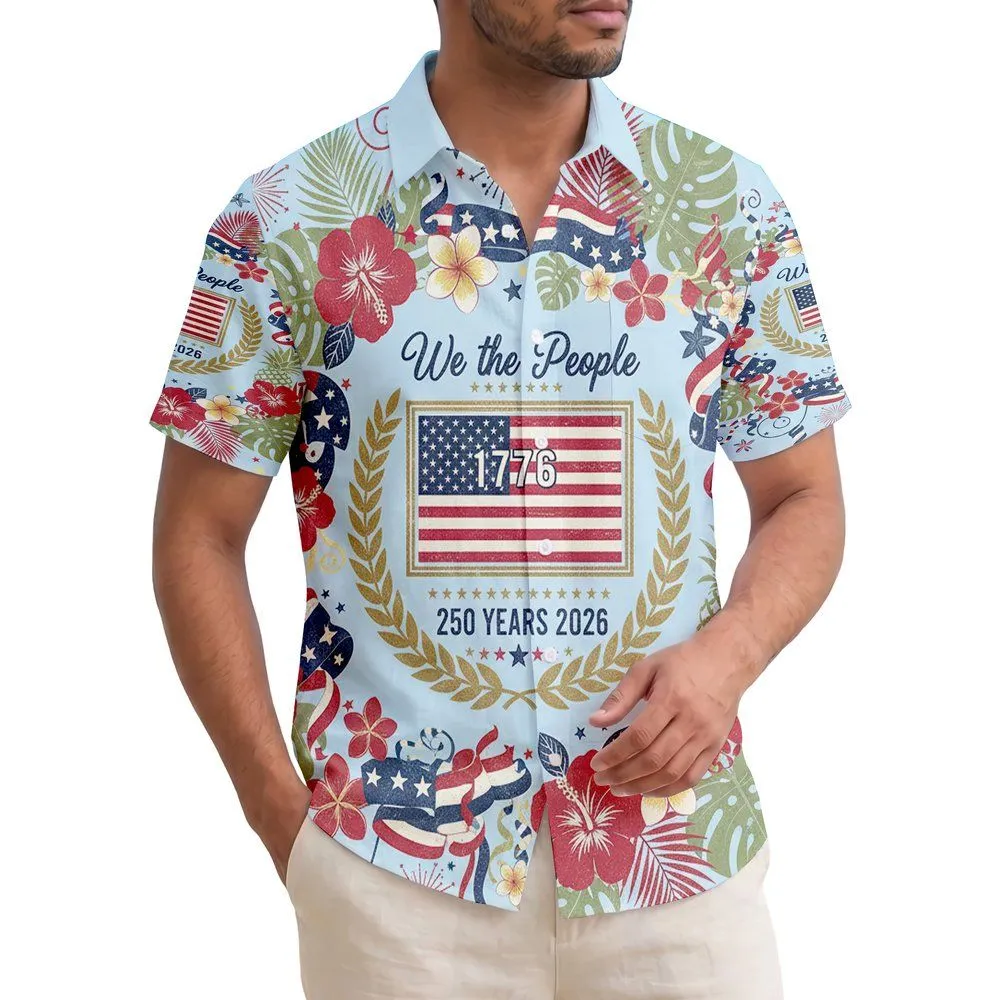 Distressed American Flag We The People 1776 - USA 250th Anniversary Patriotic Gift Hawaiian Shirt - 1