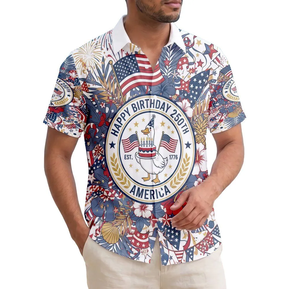 Patriotic Tropical Goose 1776 - USA 250th Anniversary Independence Day Celebration Hawaiian Shirt - 1