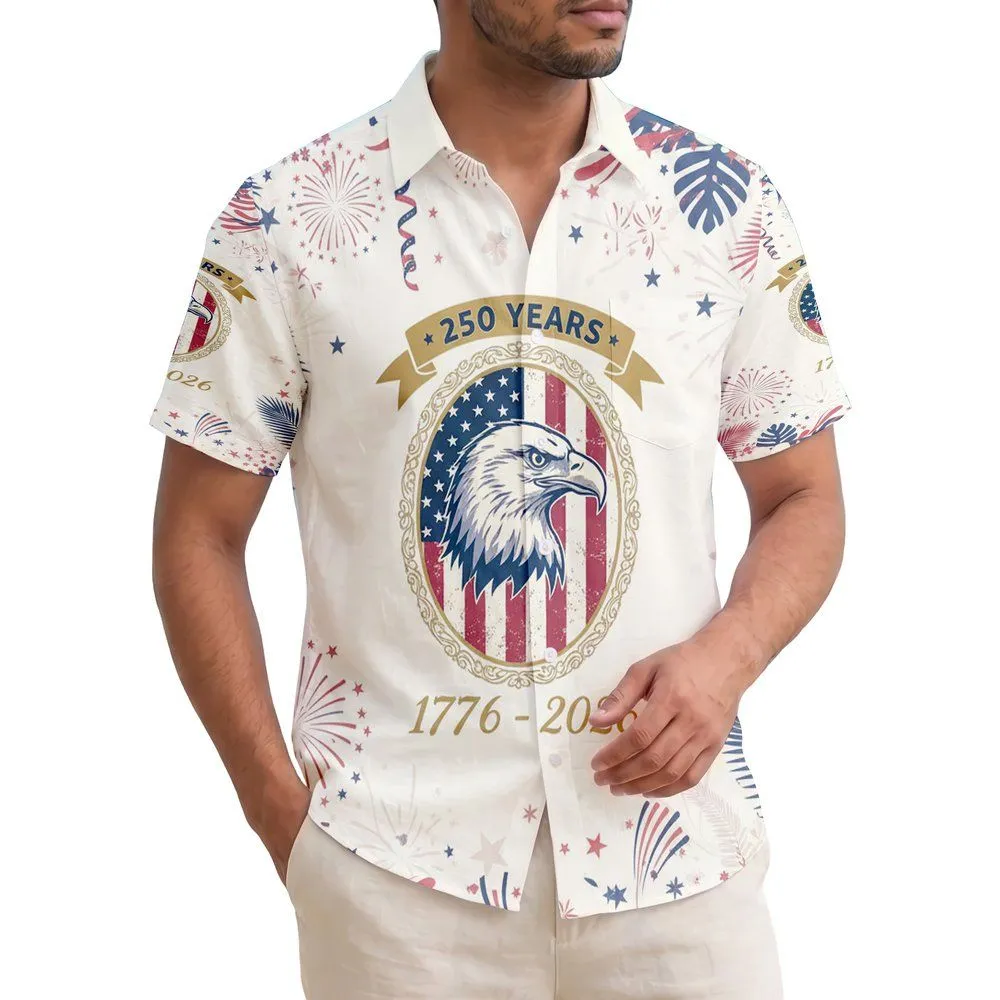 Bald Eagle American Flag 1776-2026 - USA 250th Anniversary Independence Day Hawaiian Shirt - 1