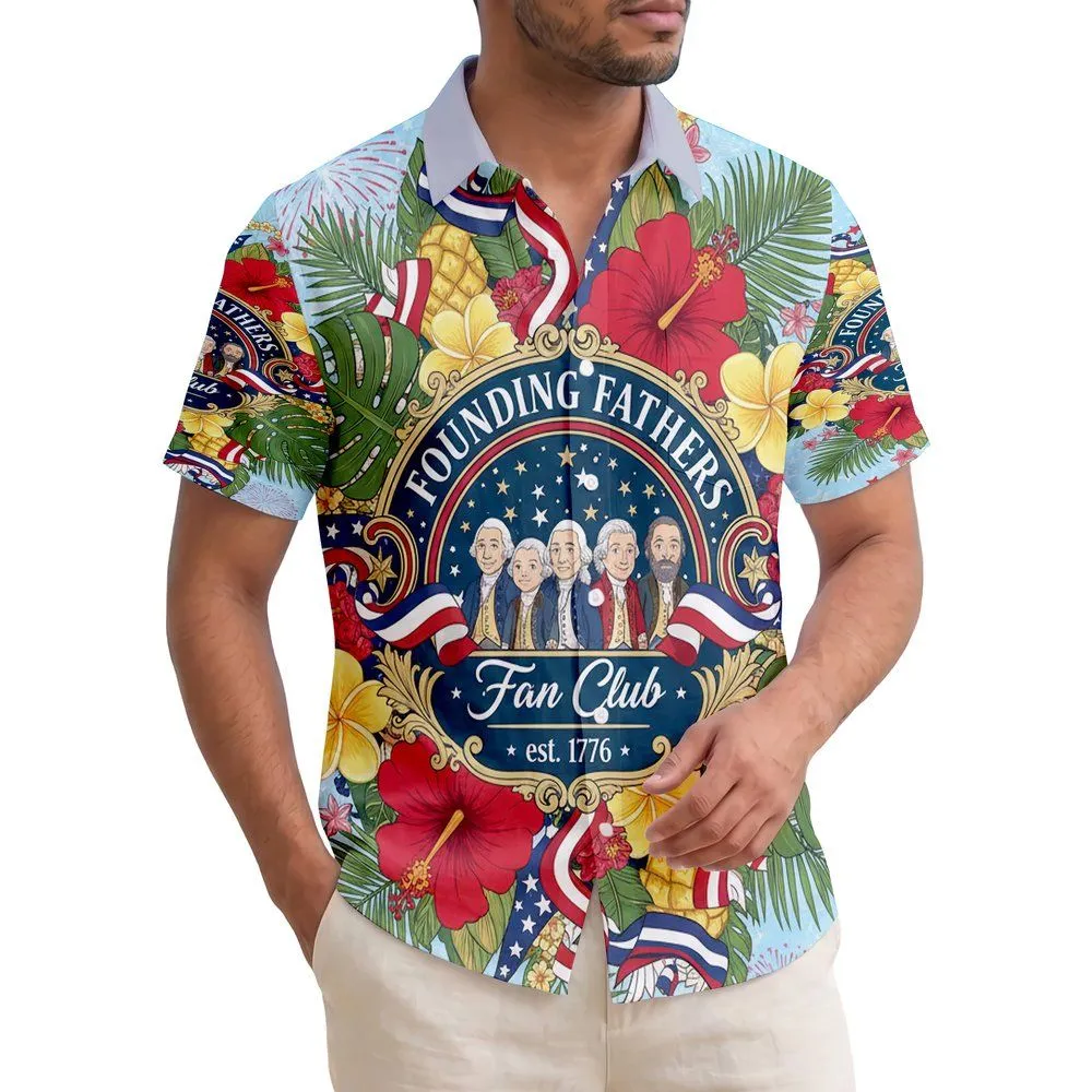 Founding Fathers Fan Club Emblem 1776-2026 - USA 250th Anniversary Independence Day Hawaiian Shirt - 1