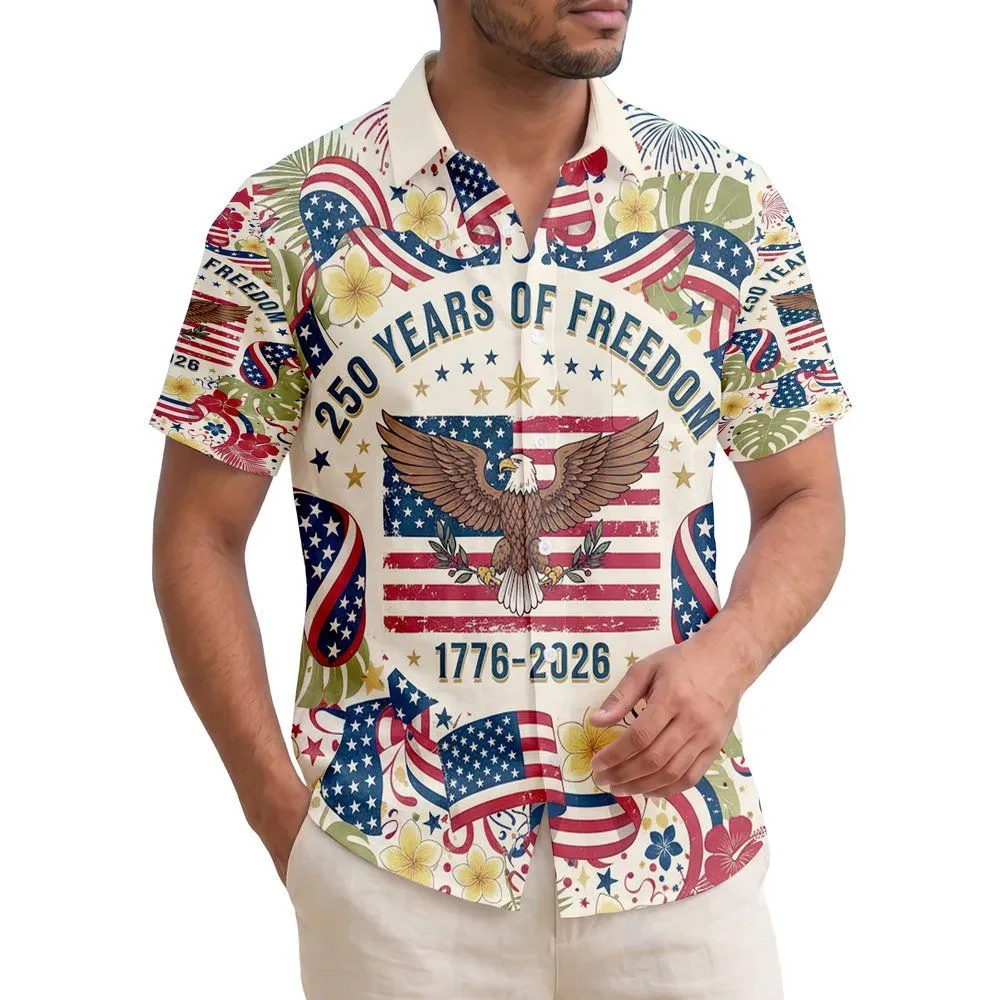 Bald Eagle American Flag 1776-2026 - USA 250th Anniversary Independence Day Gift for Dad Hawaiian Shirt - 1