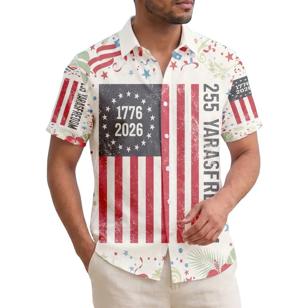Patriotic Hawaiian Flag 1776-2026 - USA 250th Anniversary Freedom Gift for Veterans Hawaiian Shirt - 1