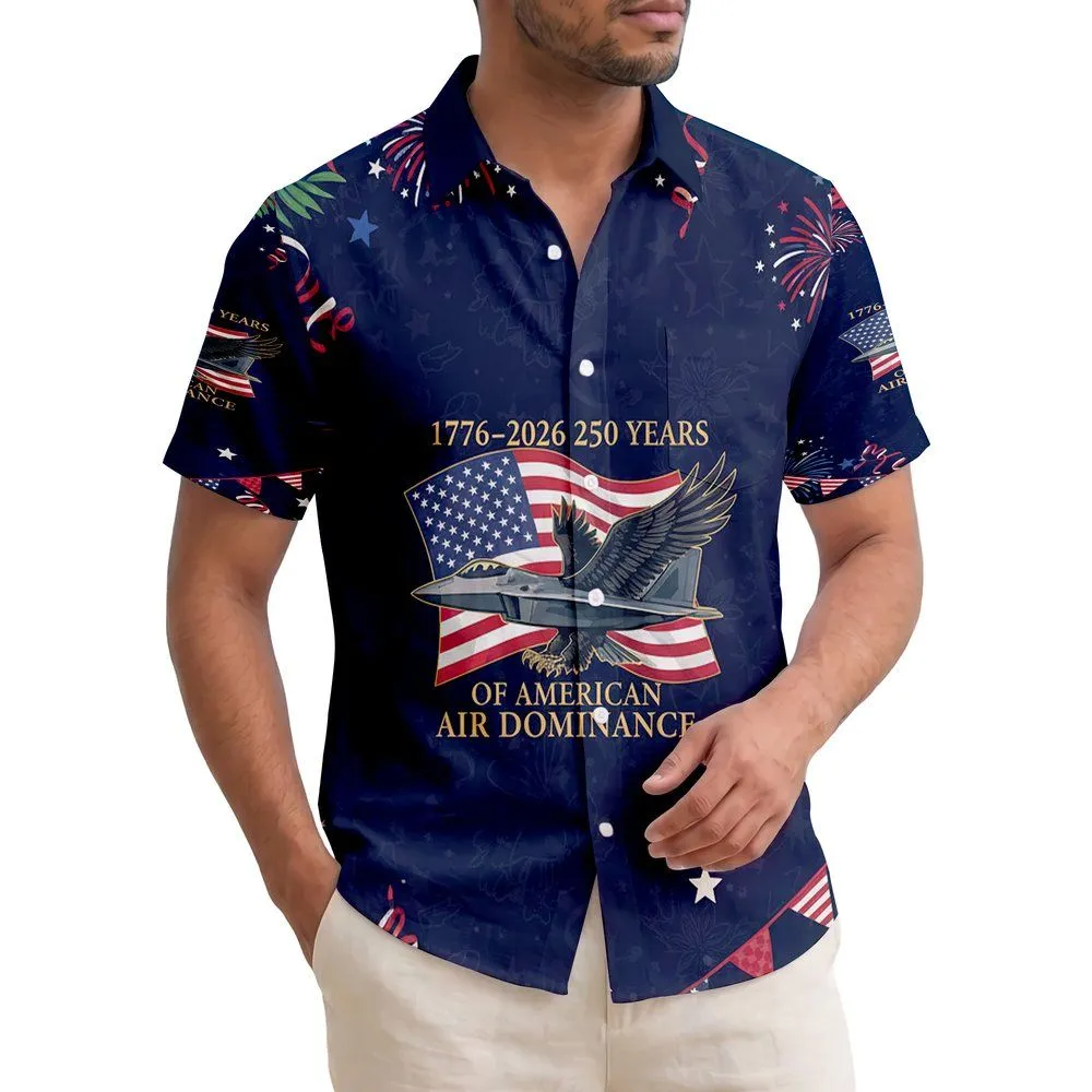 F-22 Raptor Eagle American Flag 1776-2026 - USA 250th Anniversary Independence Day Gift for Veterans Hawaiian Shirt - 1