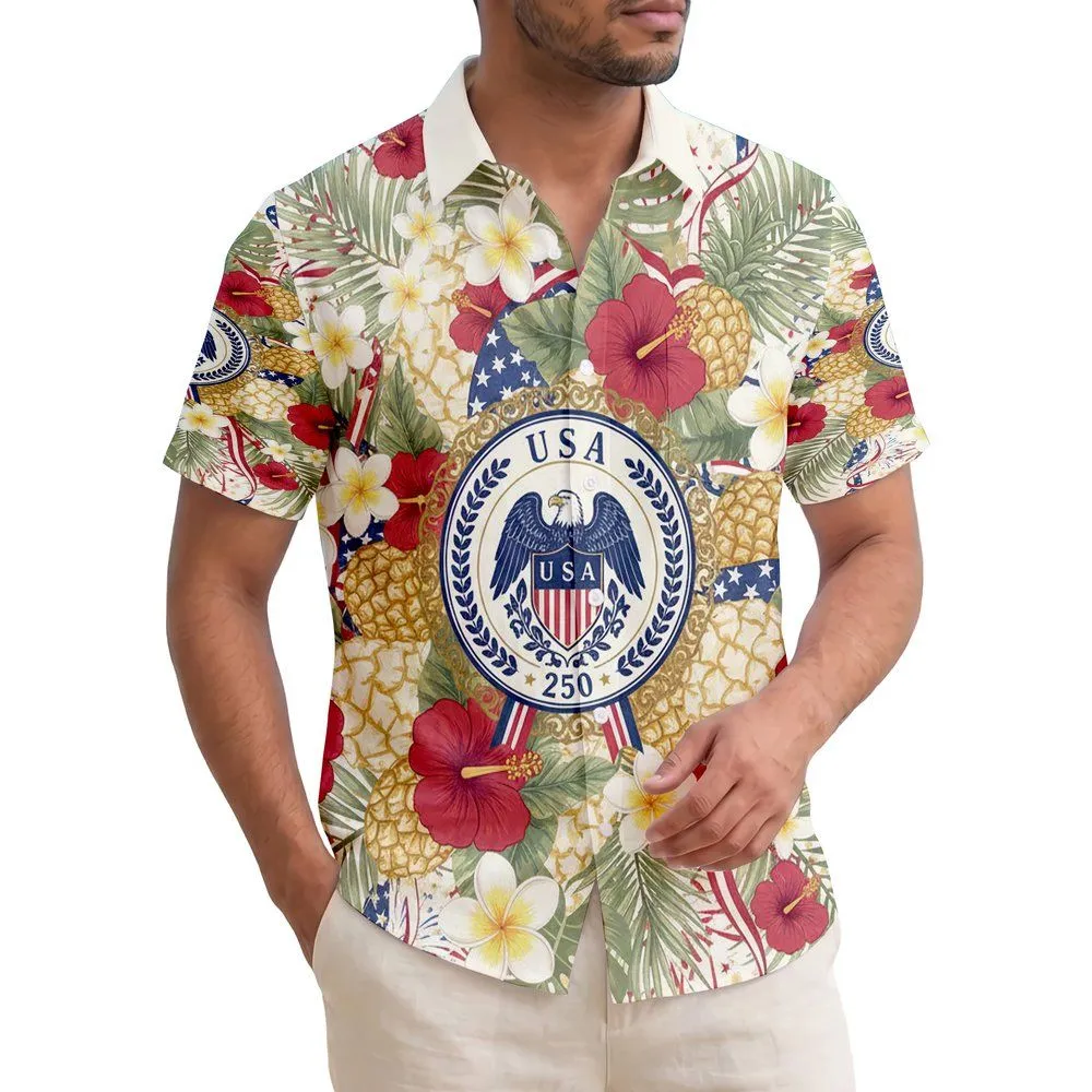 Bald Eagle American Flag USA 250 Emblem - USA 250th Anniversary Patriotic Hawaiian Hawaiian Shirt - 1